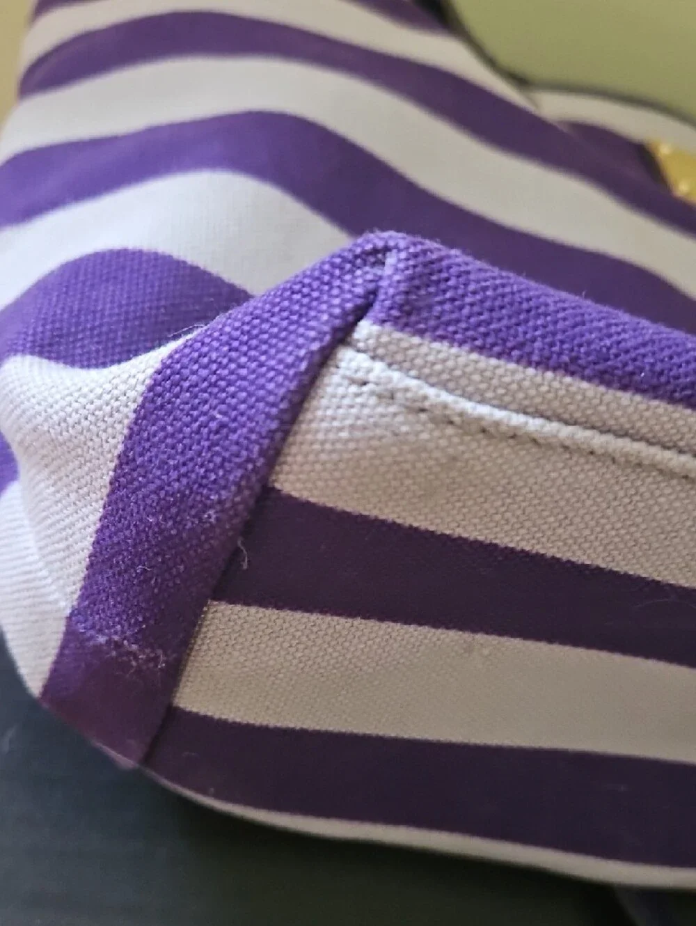 Michael Kors Striped Purple and Cream Tote with Gold-Tone Plaque - Picture 12 of 15